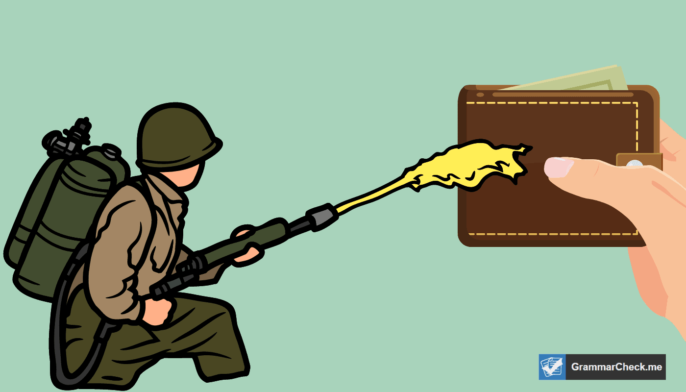 man lighting his wallet on fire