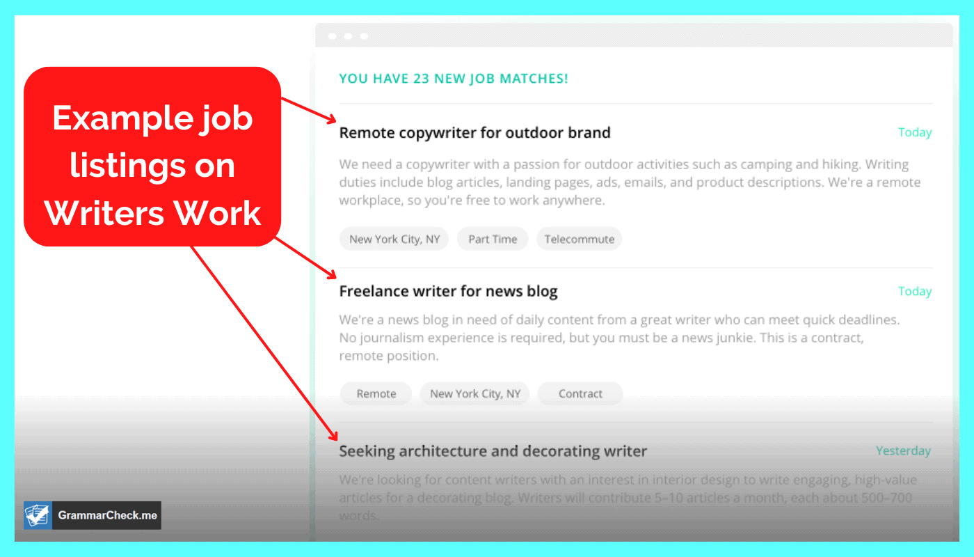 picture of writers work example job listings